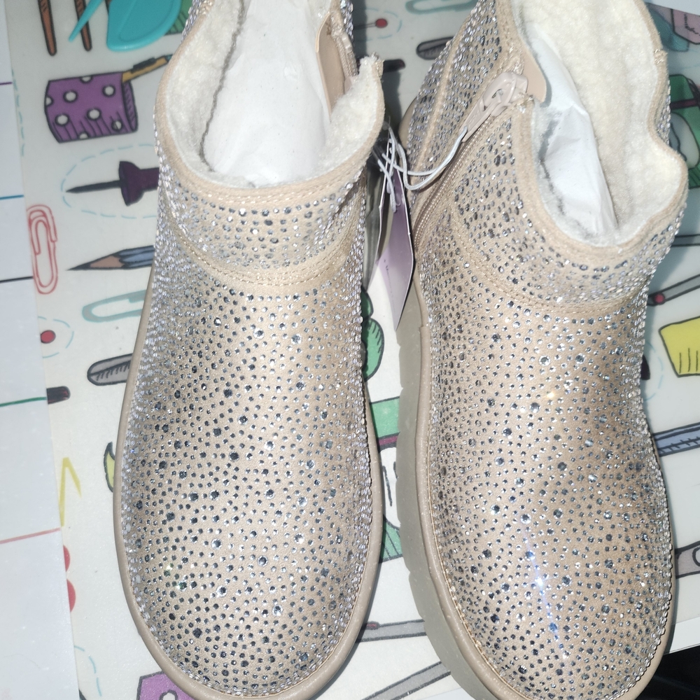 a new day Beige Crystal Embellished Winter Boots
